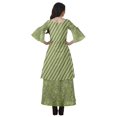 thumbnail image 2 of Moomaya Printed High Low Crop Top Kurti Palazzo Set Ethnic Indian Clothing Set For Womens, 2 of 8