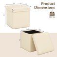 thumbnail image 3 of Gymax Folding Storage Ottoman Upholstered Square Footstool PVC Leather 10.5 Gallon White, 3 of 10