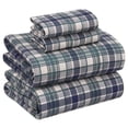 thumbnail image 1 of Ruvanti 100% Cotton Sheets - Crispy Cooling Percale Sheets For California King Size Bed, Breathable & Durable Cal King Sheet Set, 16 Inches Deep Pocket Bed Sheets, Greenish Blue Plaid, 4 Pieces, 1 of 5