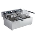 thumbnail image 1 of Ourlova 6/10/12L Commercial Electric Deep Fryer Dual Tank w/Basket & Lid Countertop Stainless Steel Deep Fryer for Large Tank French Fries Onion Rings, 1 of 6
