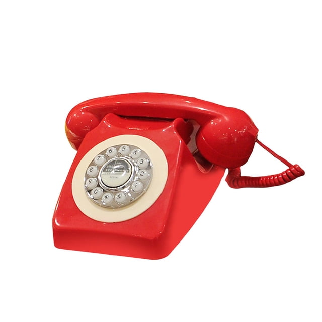 Xuanheng Téléphone Fixe Filaire Type Antique Téléphone Café à Cadran Rotatif Téléphone Fixe Rouge