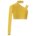thumbnail image 3 of Manyakai Kids Girls Shiny Rhinestone Jazz Latin Modern Lyrical Dance Crop Tops Irregular Shoulder Yellow 14, 3 of 7