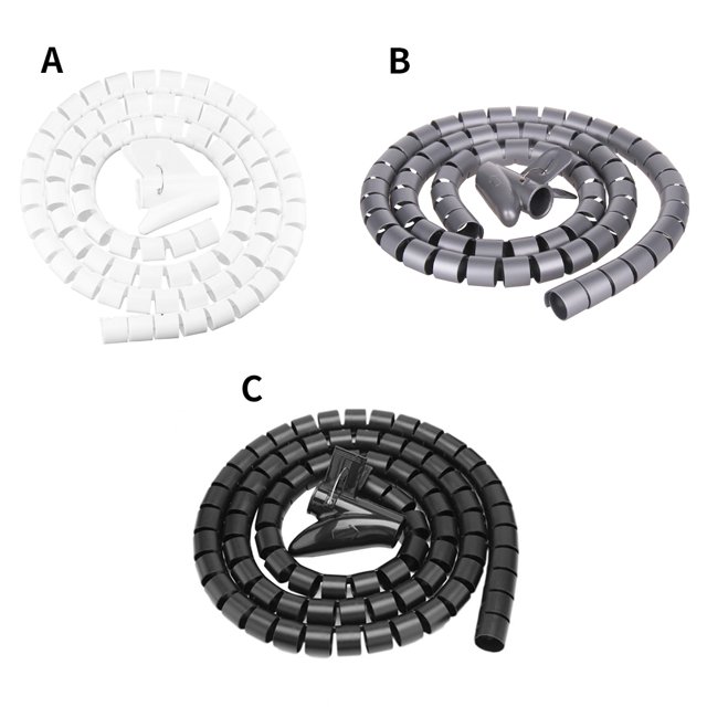 Wire Storage Pipe Bite-proof Cable Organizer Spiral Cable Winder Cable Winder Pattern Random, Silver Grey, 16mmx1.5m, Clamp 16mm
