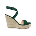 thumbnail image 3 of BLISSFUL STEP Chaussures pour Femmes Sandales Espadrilles à Talon Compensé Slingback à Brides Croisées Vert 7, 3 of 8