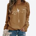 thumbnail image 2 of Chemise à Manches Longues pour Femmes Hauts d'Automne Manches Longues Chandail Ample Décontracté Imprimé Poitrine Col Rond Chandails en Molleton Manches Longues pour Femmes, 2 of 8