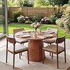 43 Inch Round Pedestal Dining Table for 4-6 People, Modern Farmhouse Kitchen Table with Wood Base, Round Dining Table for Dining Room, Living Room, Breakfast Nook，Walnut