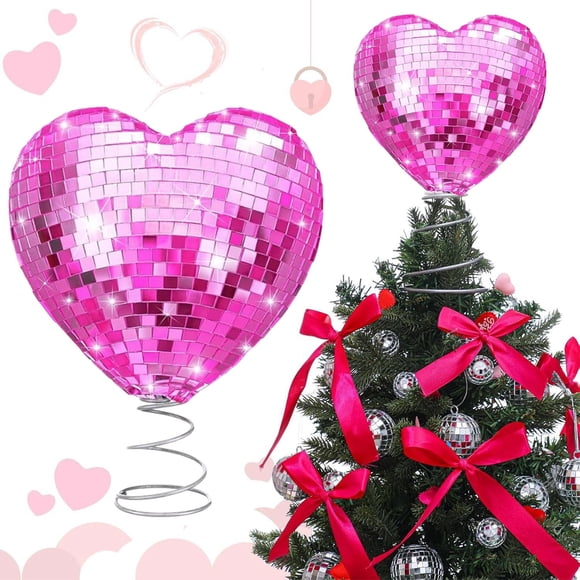 PEONAVET Ornement Suspendu Cœur Miroir Cadeau de la Saint-Valentin Ornement de Cime de Sapin de Noël
