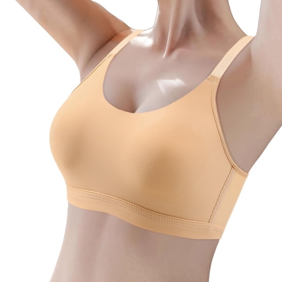 Fgnfyis Women's Comfortable and Sexy Transparent Shoulder Strap Cordless Backless Spongeless with Convertible Shoulder Straps Womens Bras Beige 36