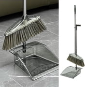 Fwttom Broom Dustpan, Dustpan Set Transparent Soft Bristle Whisk-Room Dustpan Combo Set Suitable for Indoor & Outdoor