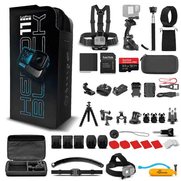 GoPro HERO11 (HERO 11) - Waterproof Action Camera + 64GB Card and 50 Piece Accessory Kit