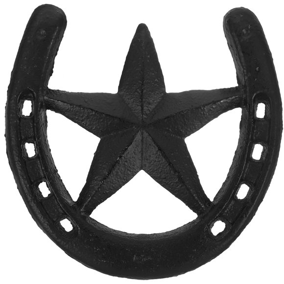 Cast Iron Horseshoe with Star Wall Decor Horseshoe Craft Indoor Outdoor Wall Pendant