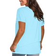thumbnail image 2 of WTXUE T-Shirts à Manches Courtes, Chandails à Col Rond pour Femmes Chandails en Coton Chandails Amples T-Shirts Hauts Amples Unis / Décontractés pour Femmes Blue S, 2 of 8