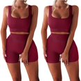 thumbnail image 2 of Women Workout Sets 2 Piece Seamless Ribbed Tank High Waist Shorts Yoga Outfits, 2 of 4