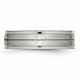 thumbnail image 3 of Stainless Steel Brushed and Polished Grooved CZ Ring 11.5 Size, 3 of 7