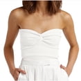 thumbnail image 1 of Timegard Women Top Comfy Ruched Knot Sleeveless Strapless Knit Tee Solid Color Casual Tube Top Summer, 1 of 6