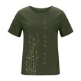 thumbnail image 5 of Birdeem Femmes Manches Courtes Décontracté Col Rond Imprimé Ample Bouton Tunique Chemise Blouse Hauts, 5 of 5