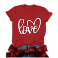 thumbnail image 5 of Penkiiy T-Shirts de la Saint-Valentin pour Femmes, T-Shirts Graphiques Imprimés, Mignons avec Cœur d'Amour, T-Shirts Décontractés à Manches Courtes, m Rouge, 5 of 5