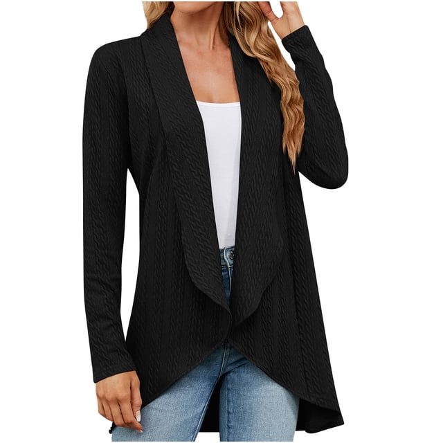 AherBiu Spring Fall Cardigan for Women Long Sleeve Open Front Lightweight Ladies Outwear Coats