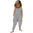 thumbnail image 2 of FAIWAD Kids Girls Summer Jumpsuits Spaghetti Strap Sleeveless Baggy Causal Rompers with Pockets, 2 of 5