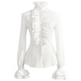 thumbnail image 1 of Womens Shirts Tops Long Sleeve With Punk Ruffles Fall Clothes for Women Tees Blouses White Size XL, 1 of 7