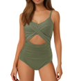 thumbnail image 1 of Womens Cutout High Waist One Piece Swimsuit - Wrap Tie Back Ruched Design - Push Up Padded Beach Pool Bathing Suit, 1 of 4