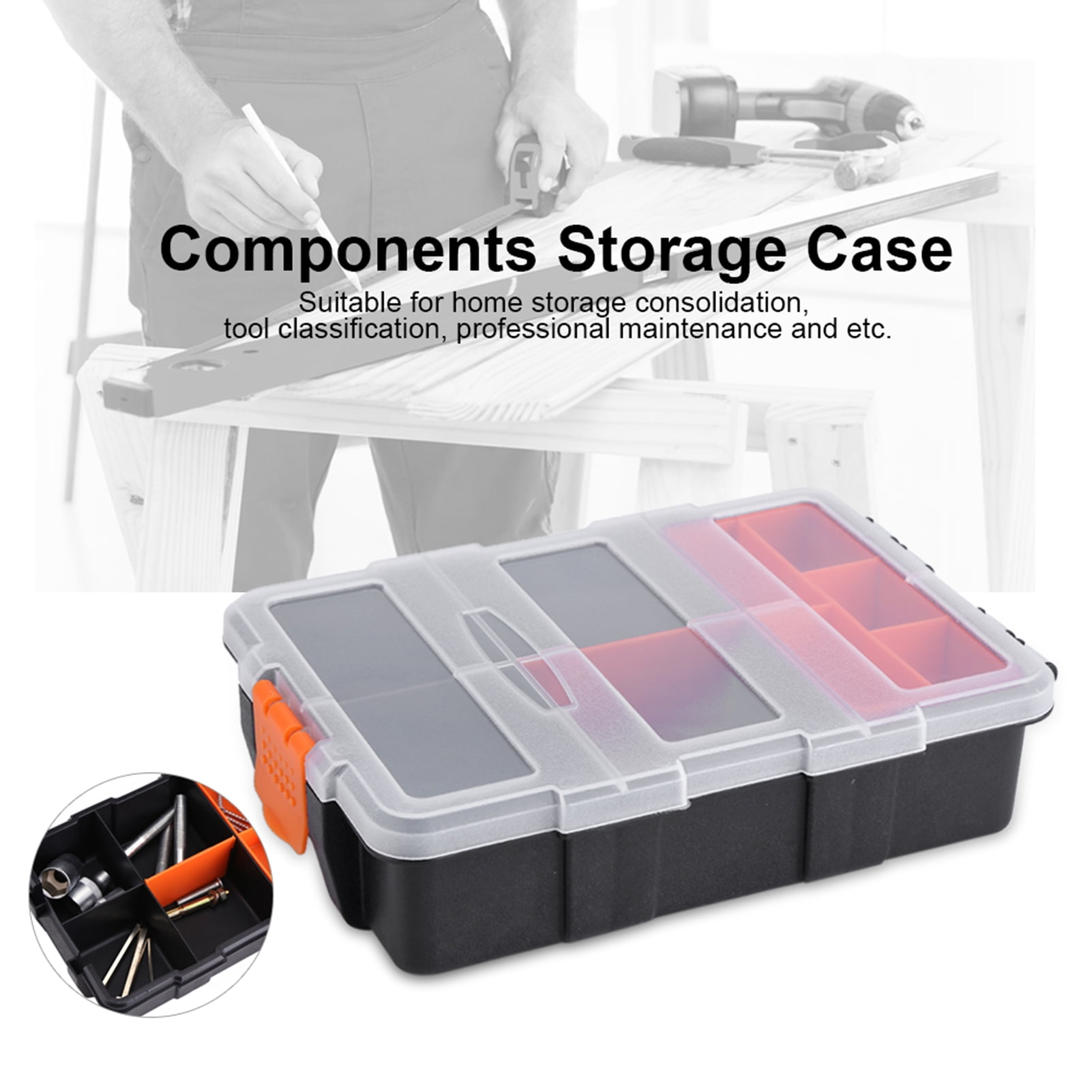 Fyydes Components Storage Case,Two-layer Plastic Heavy-duty Components Storage Box Case Organizer Small Parts Tool Box,Small Parts Tool Box