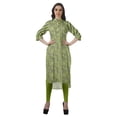 thumbnail image 2 of Moomaya Printed Straight Hem Kurta Tunic For Women Mandarin Collar Kurti Summer Wear, 2 of 6