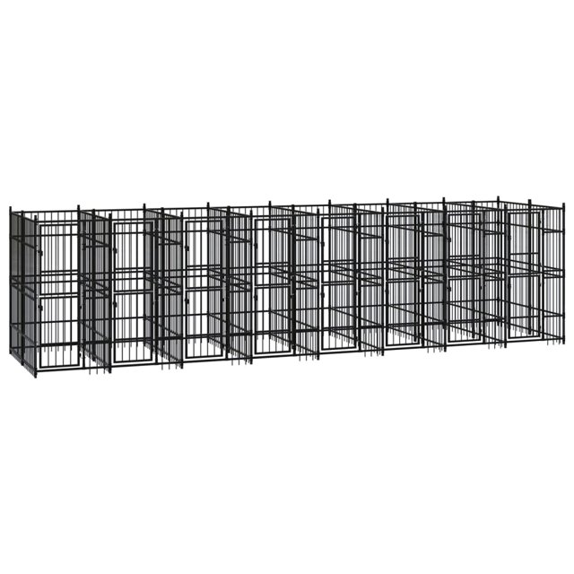 vidaXL Chenil Extérieur pour Chien en Acier 14,75 M2