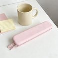 thumbnail image 3 of Pink Student Pencil Pouch Desktop Stationery Organizer Silica Gel 8.86X1.97X0.79 In Ample Storage Space Well Structured Shape Secure Zipper Closure Lightweight Portable, 3 of 7