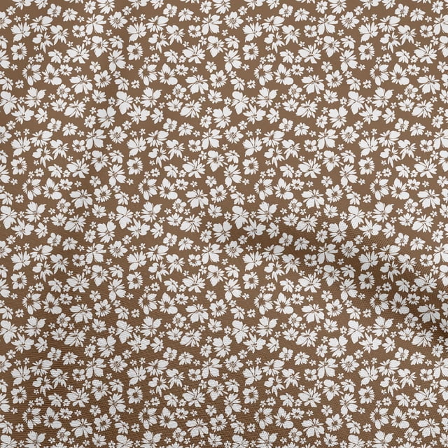 oneOone Velvet Brown Fabric Floral Sewing Craft Projects Fabric Prints By Yard 58 Inch Wide