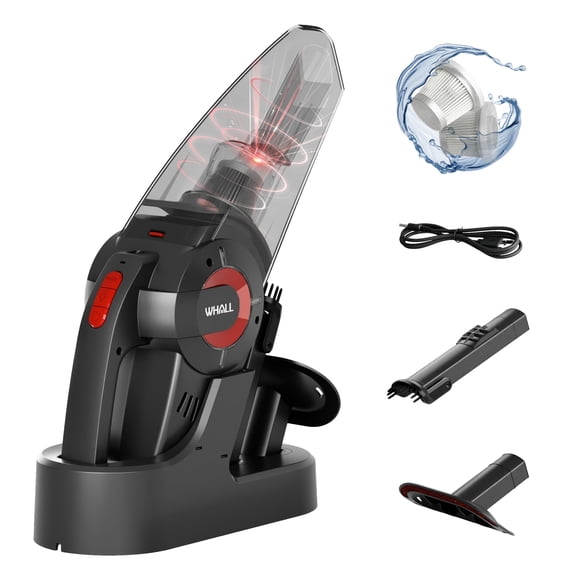 whall Handheld Cordless Car Vacuums, Wet and Dry Use 9000Pa Strong Suction Vacuums, Rechargeable Portable Vacuum Cleaner with LED, Charging Dock, Lig