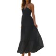 thumbnail image 3 of SUNSIOM Women's Summer Sleeveless Halter Neck Tie-Up Long Dress Backless Ruffle Hem Flowy Sundress, 3 of 6