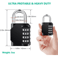 thumbnail image 3 of 2 - Pack Resettable 4 - Digit Combination Padlock - Waterproof Heavy - Duty Security, Ideal for School Gym Locker, Fence Gate, Toolbox, Employee Hasp & Outdoor Use, Multi - Purpose Code Lock Set, 3 of 7
