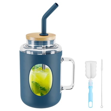 Generic 40 oz Glass Tumbler with Handle - Bamboo Lid and Straw - Reusable - Leak Proof