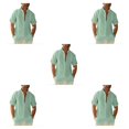 thumbnail image 3 of pitrice Men Shirt Casual Short Sleeve Breathable Replacement Button Down Solid Color Fashionable Home Dating Shirts Top Green M 5Set, 3 of 6