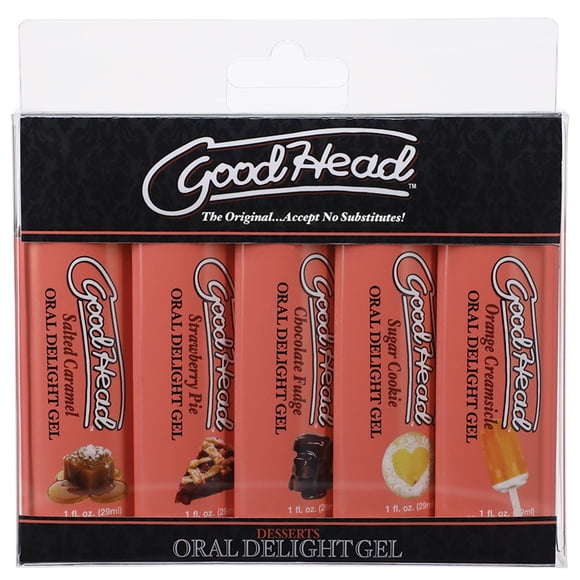 GoodHead Gel Délice Oral, Lubrifiant Personnel Aromatisé à Base d'Eau, Desserts, Lot de 5