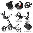 thumbnail image 2 of Goplus Folding 3 Wheels Golf Push Cart W/Brake Scoreboard Adjustable Handle Grey, 2 of 10