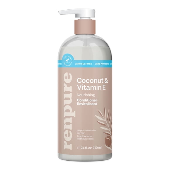 Renpure Coconut & Vitamin E Conditioner, Plant-Based – Nourishes & Seals In Moisture For Soft, Healthy Hair – For Dry to Normal Hair - 24 Fl Oz