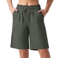 thumbnail image 1 of Summer Clearance! Womens Plus Size Pants,Summer Pants for Womens,Ladies' Summer Fashionable Design Casual And Comfortable High Waisted Loose Drawstring Multi Pocket Five Quarter Pants, 1 of 4