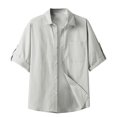 thumbnail image 1 of Chemises à Manches Courtes pour Hommes Mode Décontractée Unie Col Rabattu Bouton Blouse Manches Courtes Chemises Hommes Manches Courtes Chemises Hommes Manches Courtes Décontractées, 1 of 4