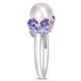 thumbnail image 2 of Miabella 8-8.5mm Cultured Freshwater Pearl, 2 Carat T.G.W. Amethyst Tanzanite and Diamond Accent Sterling Silver 2-Piece Earrings and Ring Set, 2 of 5