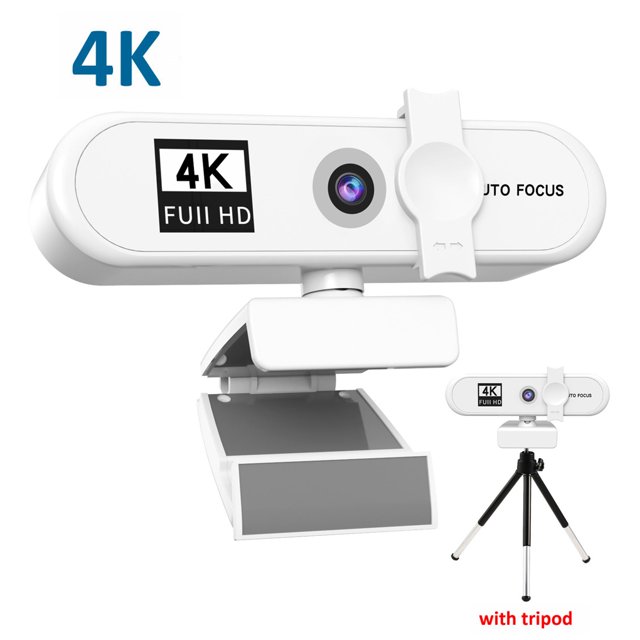 Ruiboury Desktop Computer Webcam HD USB 2.0 Conference PC Camera with Microphone Wired Laptop Web Cam Camcorder for Home Video Call White 4K
