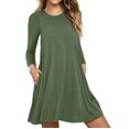 thumbnail image 2 of zanvin Hauts pour Femmes, Mode pour Dames Décontractée à Manches Longues, Robe T-shirt Ample Unie avec Poches, Chemise, 2 of 5