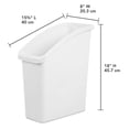 thumbnail image 4 of Sterilite Under Sink Wastebasket. Slim, compact design, White 15 3/4" x 8" x 18" for Bathroom and Kitchen, 4 of 7
