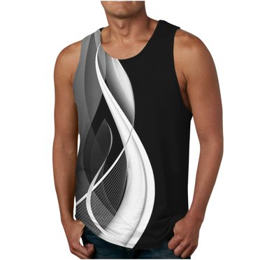 TopLLC Men's Tank Tops Casual Sleeveless T-Shirts New Fashion Casual Men's Summer Loose Waistcoat Print Sport Round-Neck Tank Features Summer Clothes