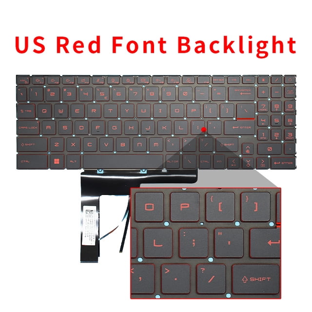 New US Russian MSI Katana GF66 GF76 GL76 GL66 11SC 11UC 11UD 11UE 11UG 12UC 12UD MS-1582/MS-1581/MS-1583 Laptop Keyboard Backlit US Red Font Backlit