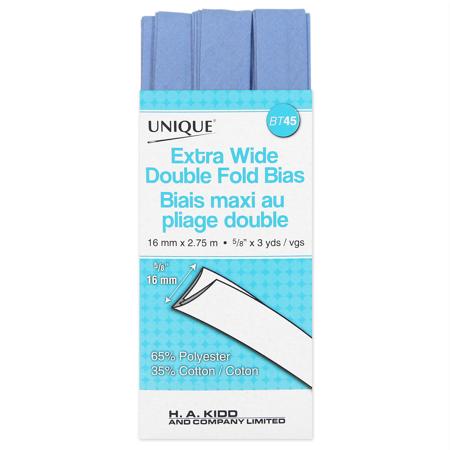 UNIQUE Extra Wide Double Fold Bias Tape, 16 mm (0.63 in) × 2.75 m (5/8 in × 3 yd), Poly-coton