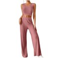 thumbnail image 1 of Yuyuzo Lounge Set pour les Femmes Sans Manches Col Rond Crop Top et Pantalon Taille Haute 2 Pièces Chandail Ensemble, 1 of 6