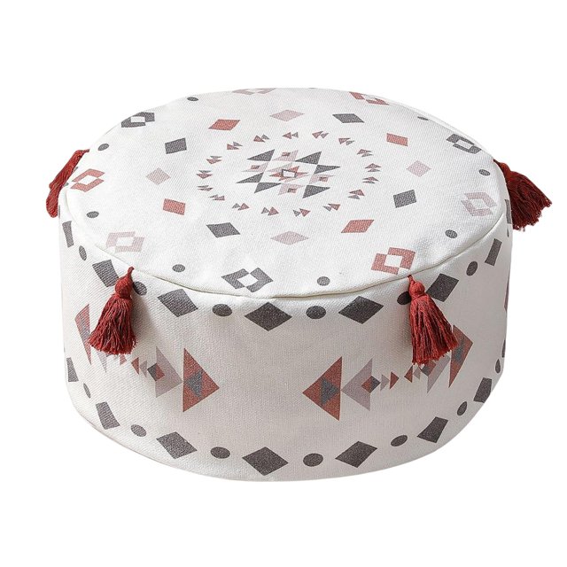 Housse de Pouf Ottoman Non Rempli DIY Repose-Pieds Housse de Repose-Pieds avec Pompon Pouf pour b-Rouge