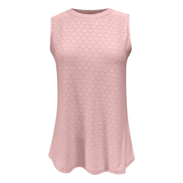 Timegard Camisole pour Femmes Col Rond Oeillets Sans Manches Confortable Fluide Plage Vacances Décontractée Ample Hauts